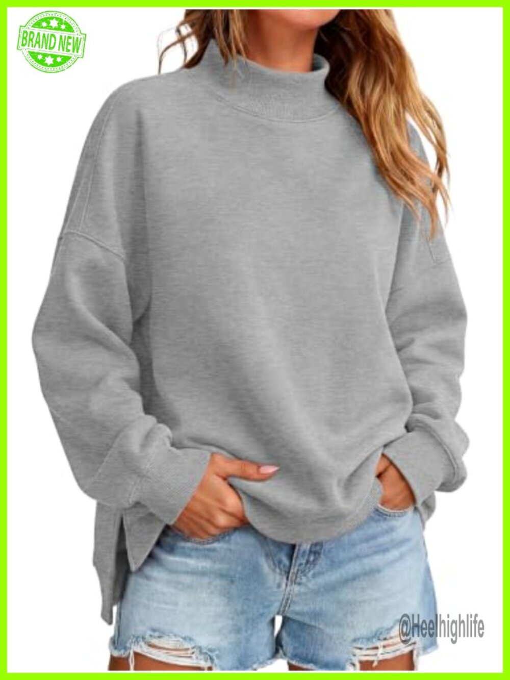 ANRABESS Women's Mock Neck Oversized Sweatshirt Pullover Loose Fit